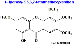 Strukturen af 1-hydroxy-3,5,6,7-tetramethoxyxanthon