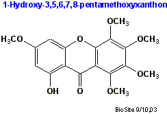 Strukturen af 1-hydroxy-3,5,6,7,8-pentamethoxyxanthon