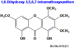 Strukturen af 1,8-dihydroxy-3,5,6,7-tetramethoxyxanthon