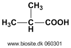 Strukturen af 2-methylpropionsyre