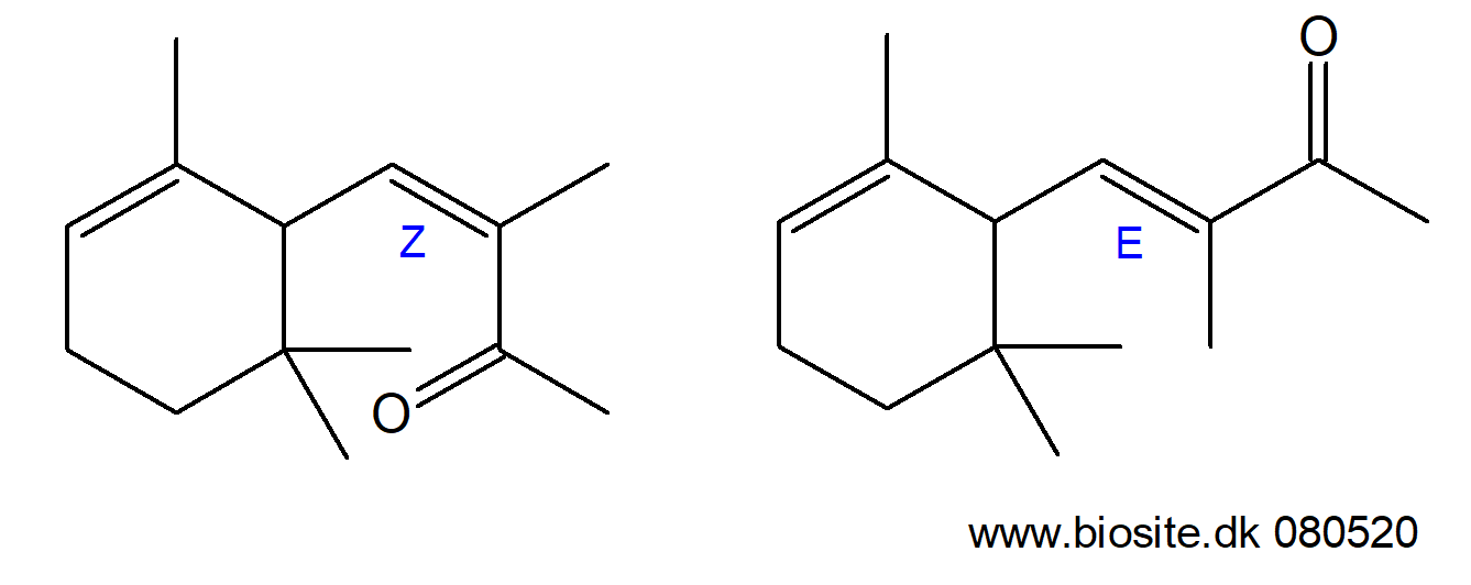 Strykturerne af Z- og E-alpha-isomethykionon