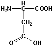 Strukturen af aminosyren asparaginsyre