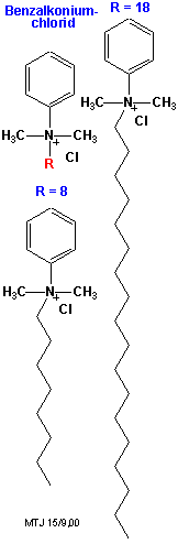Strukturerne af forskellige benzalkoniumchlorider