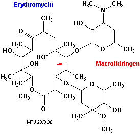 Den kemiske struktur af erythromycin