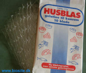 Husblas fremstillet af gelatine fra svinehud