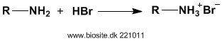 Prim�r amins reaktion med hydrogenbromid og dannelse af et hydrobromid