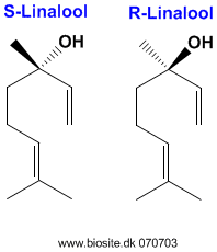 Strukturerne af S-linalool og R-linalool