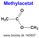 Strukturen af esteren methylacetat