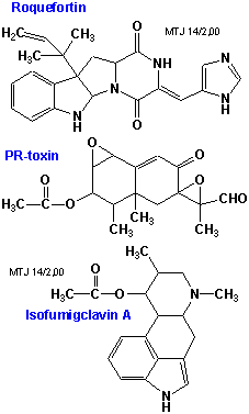 Strukturerne af roquefortin, PR-toxin og isofumigclavin A