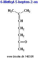 Strukturen af 6-methyl-5-hepten-2-on