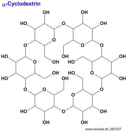 Strukturen af alfa-cyclodextrin