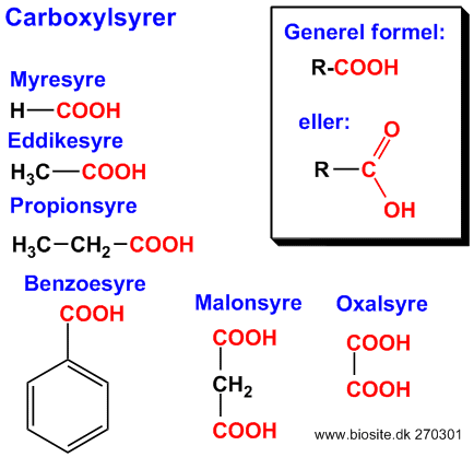 Eksempler p forskellige carboxylsyrer