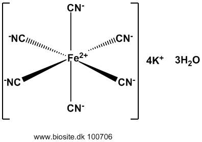 Strukturen af kaliumhexacyanoferrat(II) trihydrat